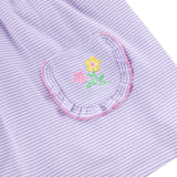 Flower Applique Purple Stripe Caroline Dress