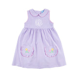 Flower Applique Purple Stripe Caroline Dress