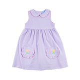 Flower Applique Purple Stripe Caroline Dress