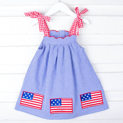 American Flag Blue Gingham Aurora Dress