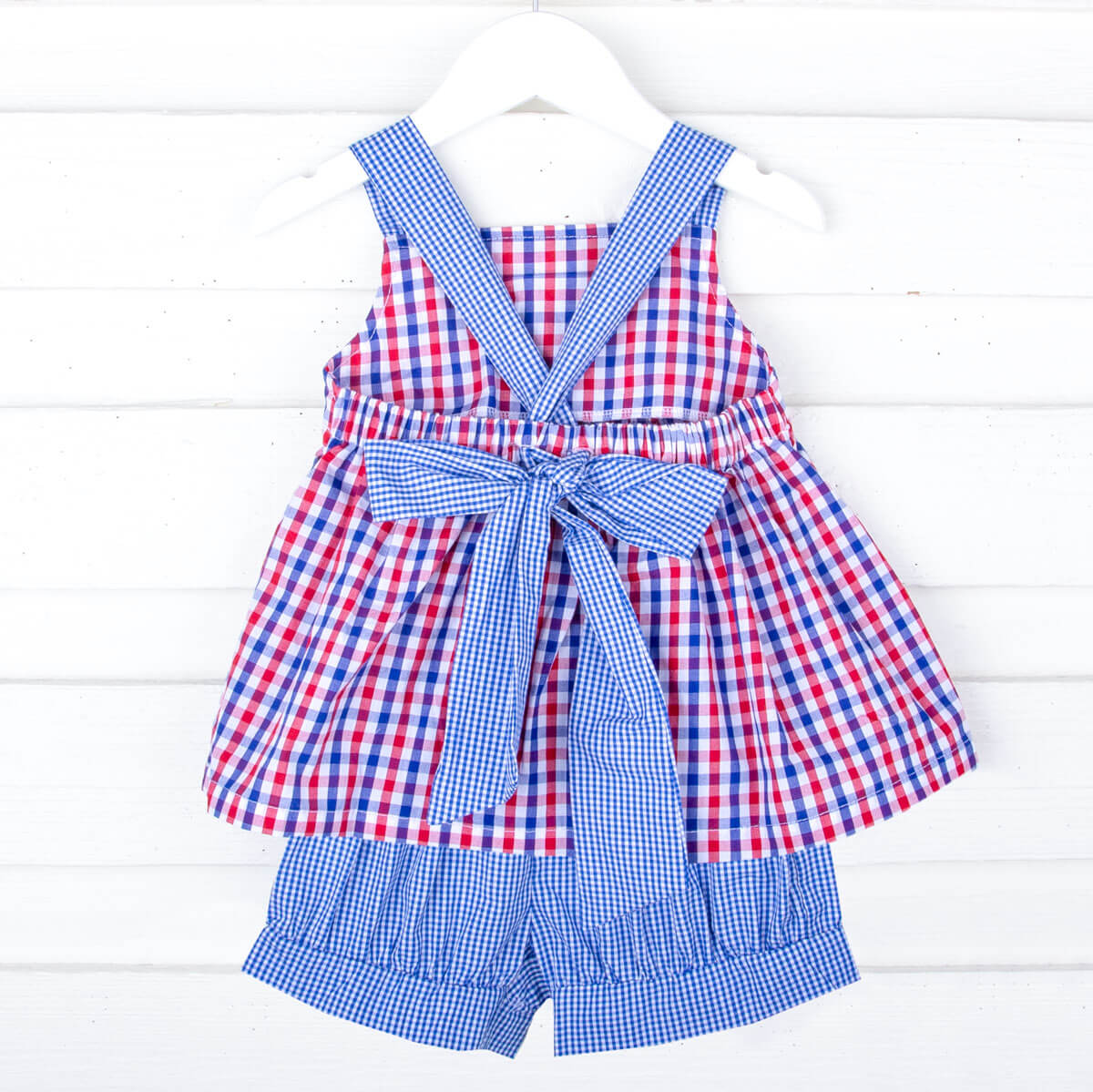 Patriotic Blue and Red Gingham Stella Short Set – Classic Whimsy