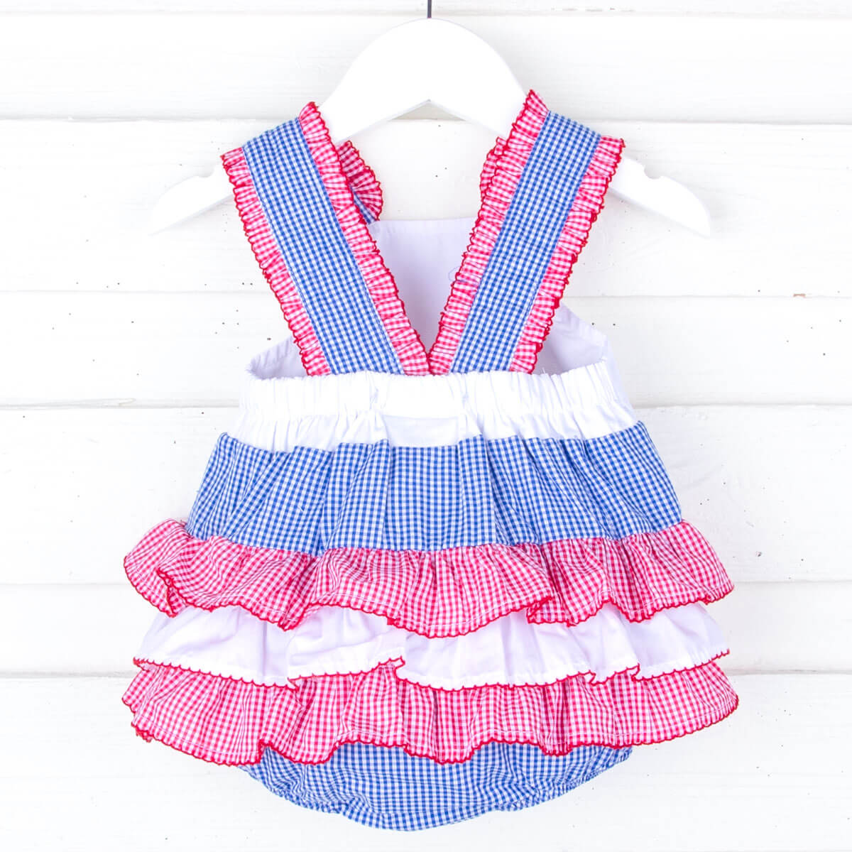 American Red & Blue Gingham Callie Ruffle Bubble