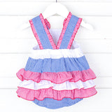 American Red & Blue Gingham Callie Ruffle Bubble