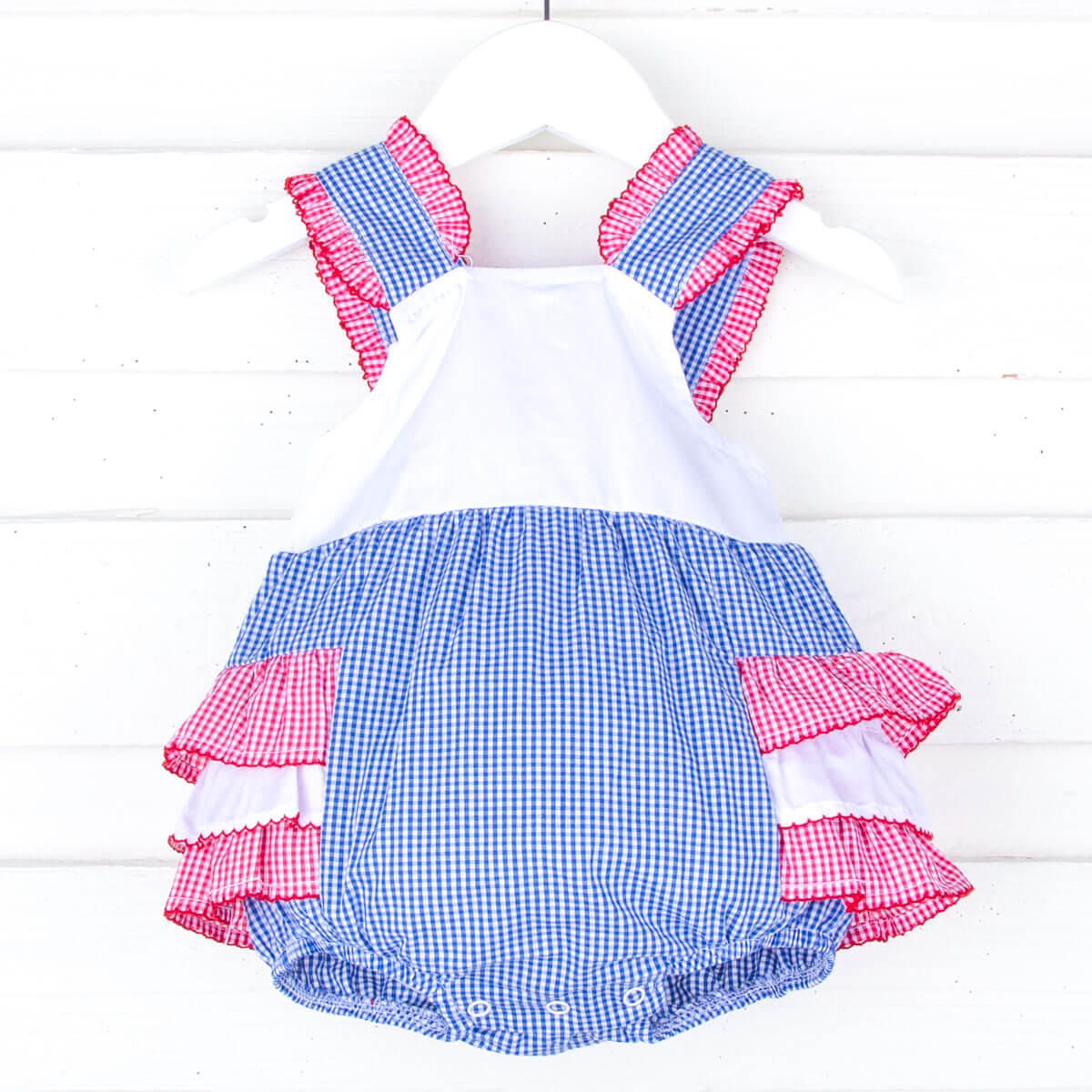 American Red & Blue Gingham Callie Ruffle Bubble