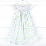 Majorelle Garden Smocked Angel Sleeve Dress