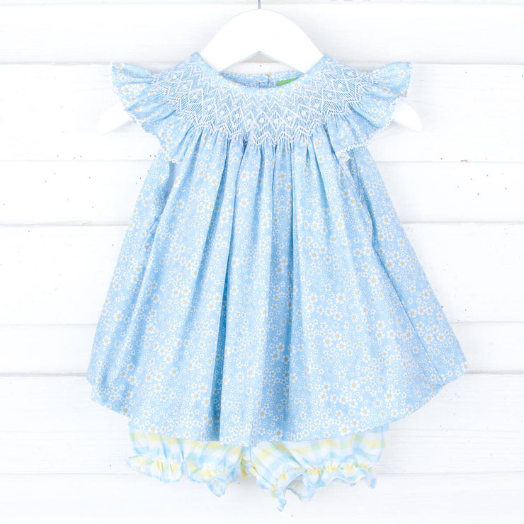 Beautiful Daisy Floral Smocked Bloomer Set