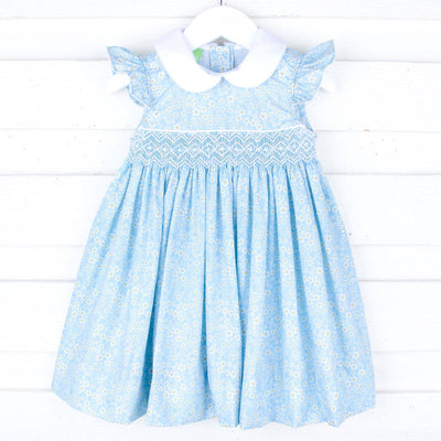 Beautiful Daisy Floral Smocked Collared Dress