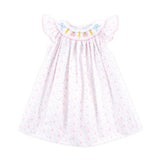 Pink Apple & Pencil Floral Smocked Dress