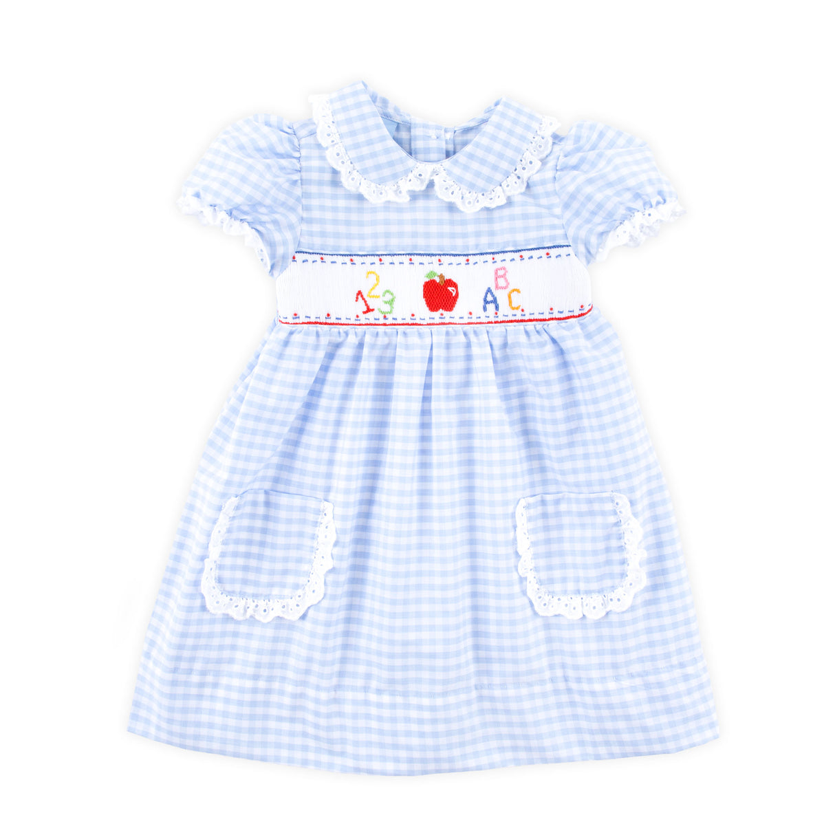 ABC Smocked Light Blue Gingham Cassie Dress