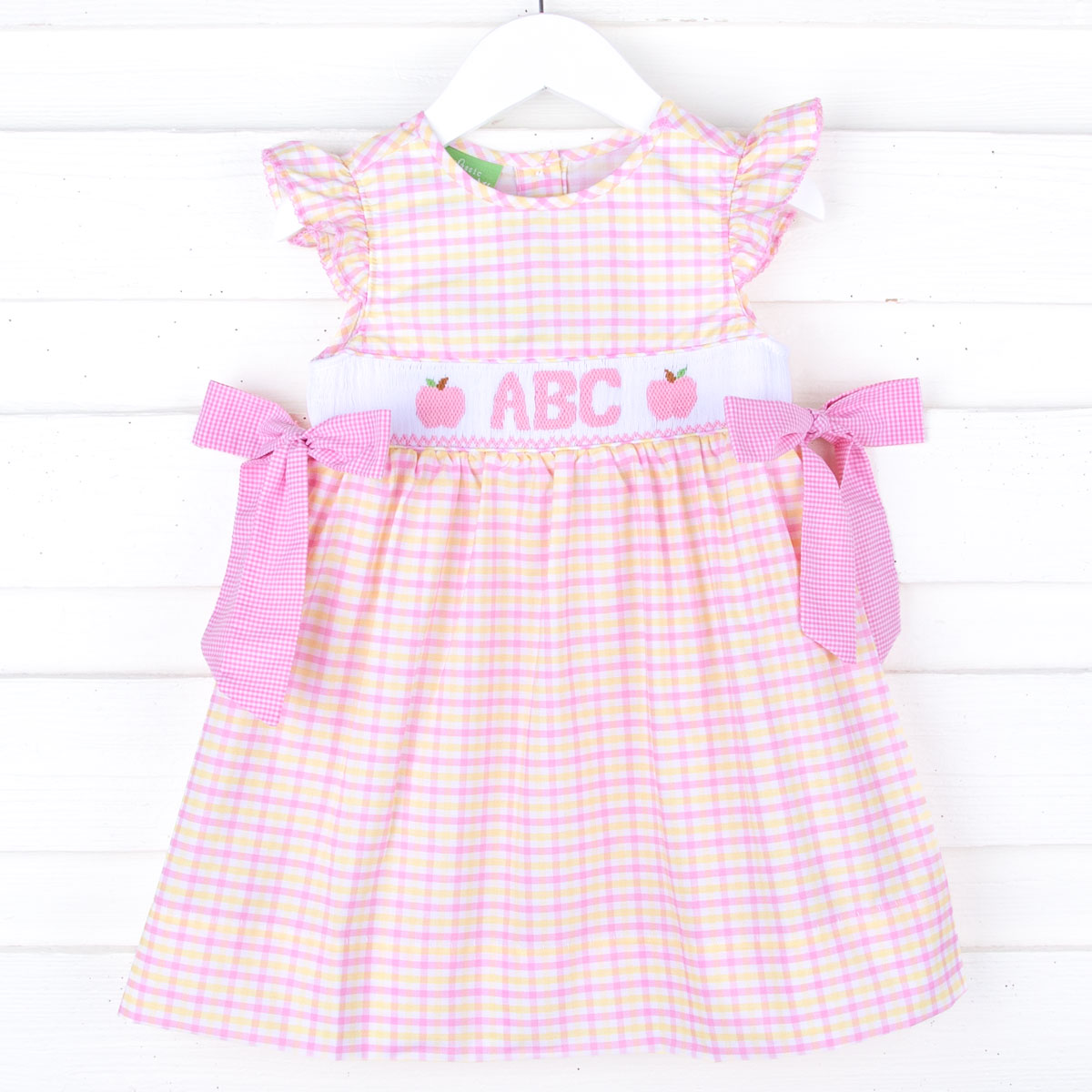 ABC Apple Smocked Pink Gingham Beverly Dress