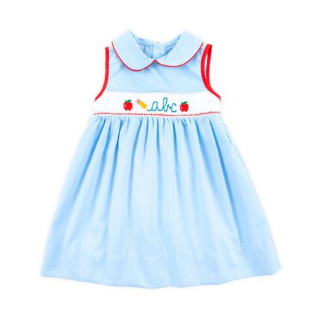 Pencil Light Blue Pique Smocked Collared Dress