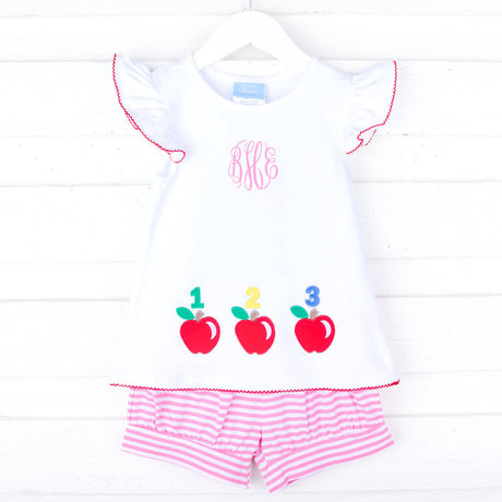 123 Apple Pink Stripe Milly Short Set
