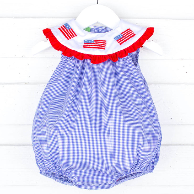 Flag French Knot Royal Gingham Angel Sleeve Bubble
