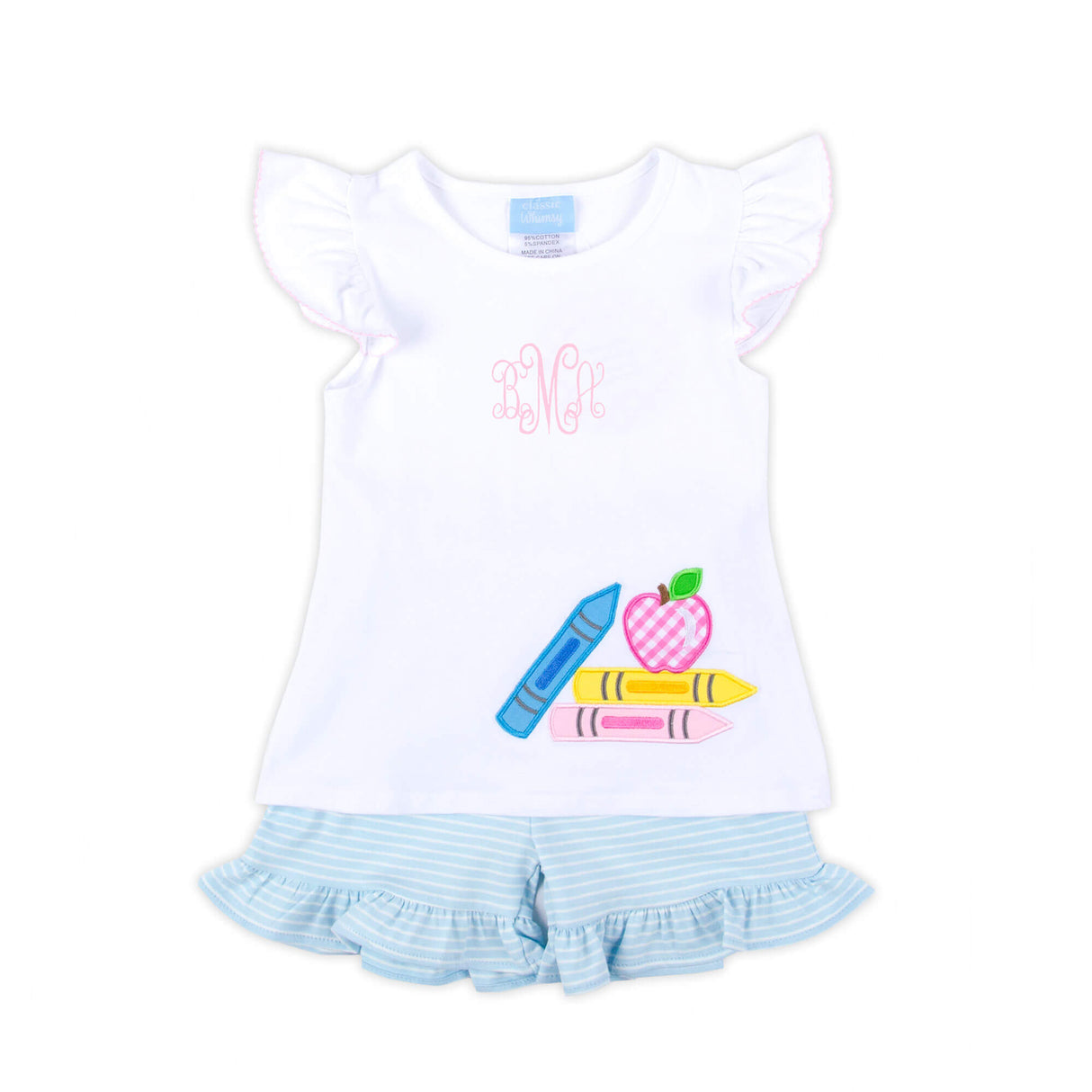 Bright Crayons Light Blue Stripe Milly Short Set