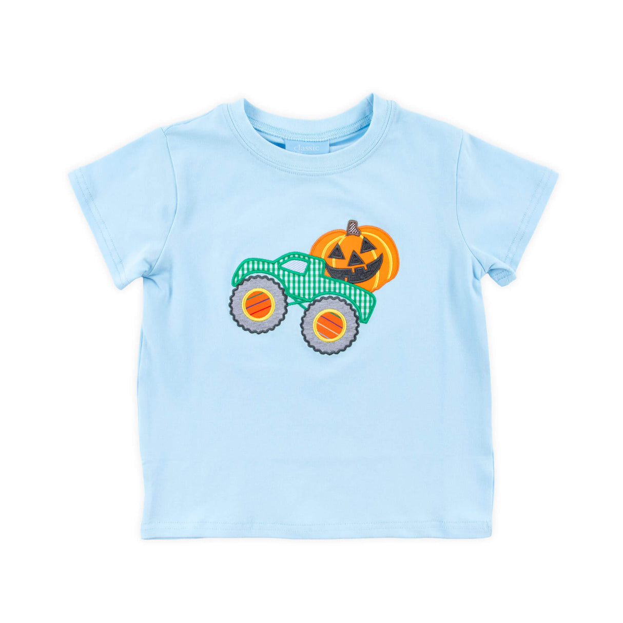 Jack O' Lantern Truck Light Blue Short Sleeve Shirt