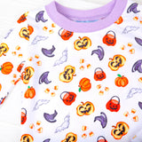 Halloween Print Pajamas Purple Trim