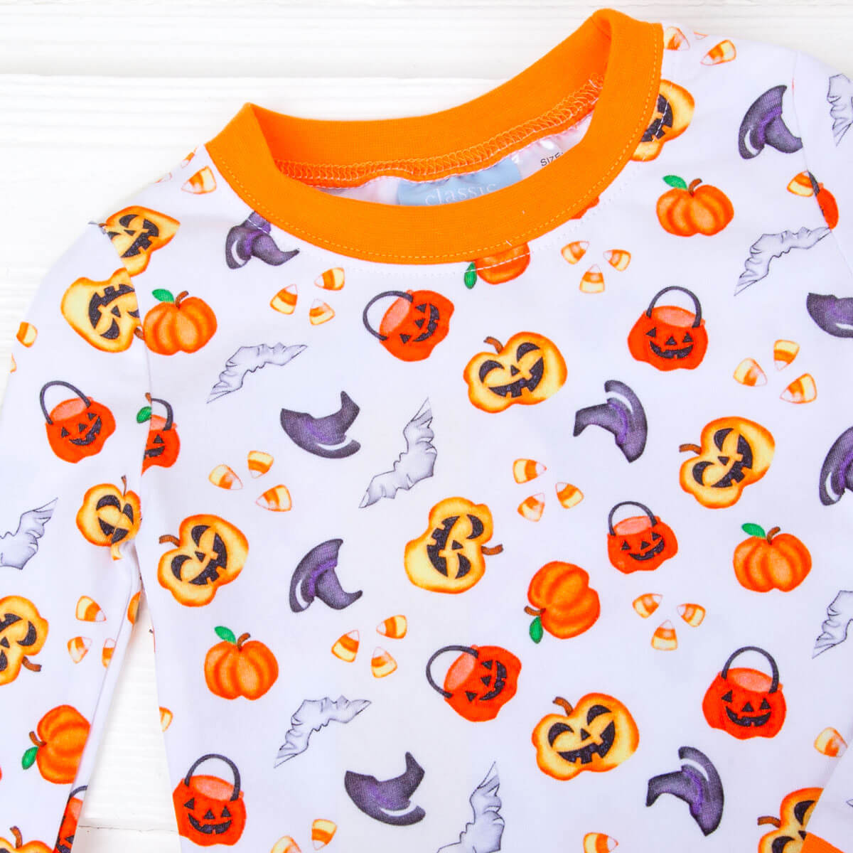 Halloween Print Pajamas Orange Trim
