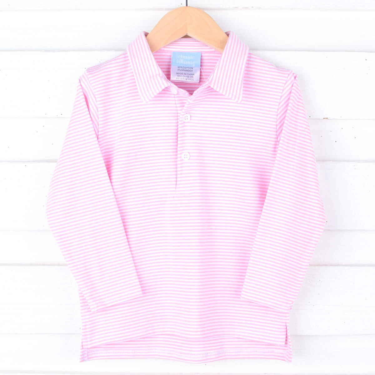 Pink Stripe Long Sleeve Polo