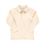 Tan Stripe Long Sleeve Polo