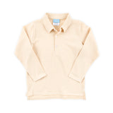 Tan Stripe Long Sleeve Polo