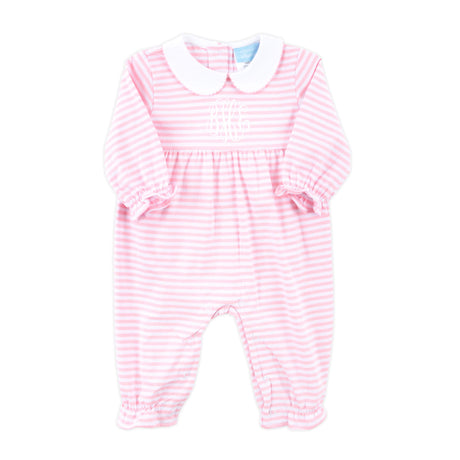 Pink Stripe Ruffle Romper