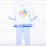 Turkey Light Blue Stripe Milly Legging Set