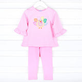 Turkey Applique Pink Stripe Milly Legging Set