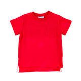 Red Solid Short Sleeve Pocket Shirt