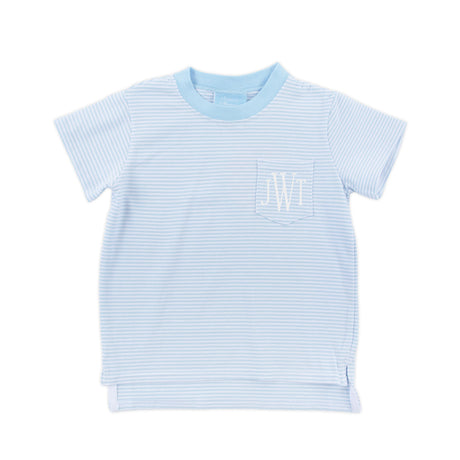Light Blue Thin Stripe Short Sleeve Pocket Shirt