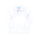 White Long Sleeve Pique Polo Shirt