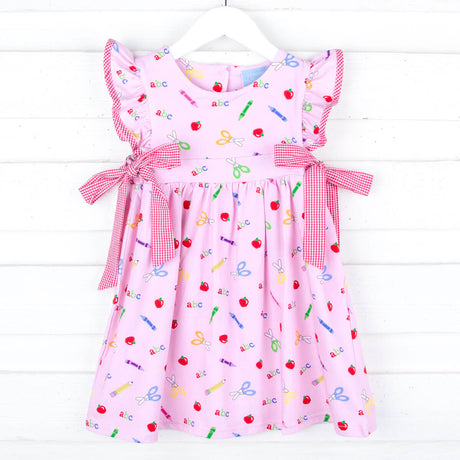 Apple Pink Print Avery Dress