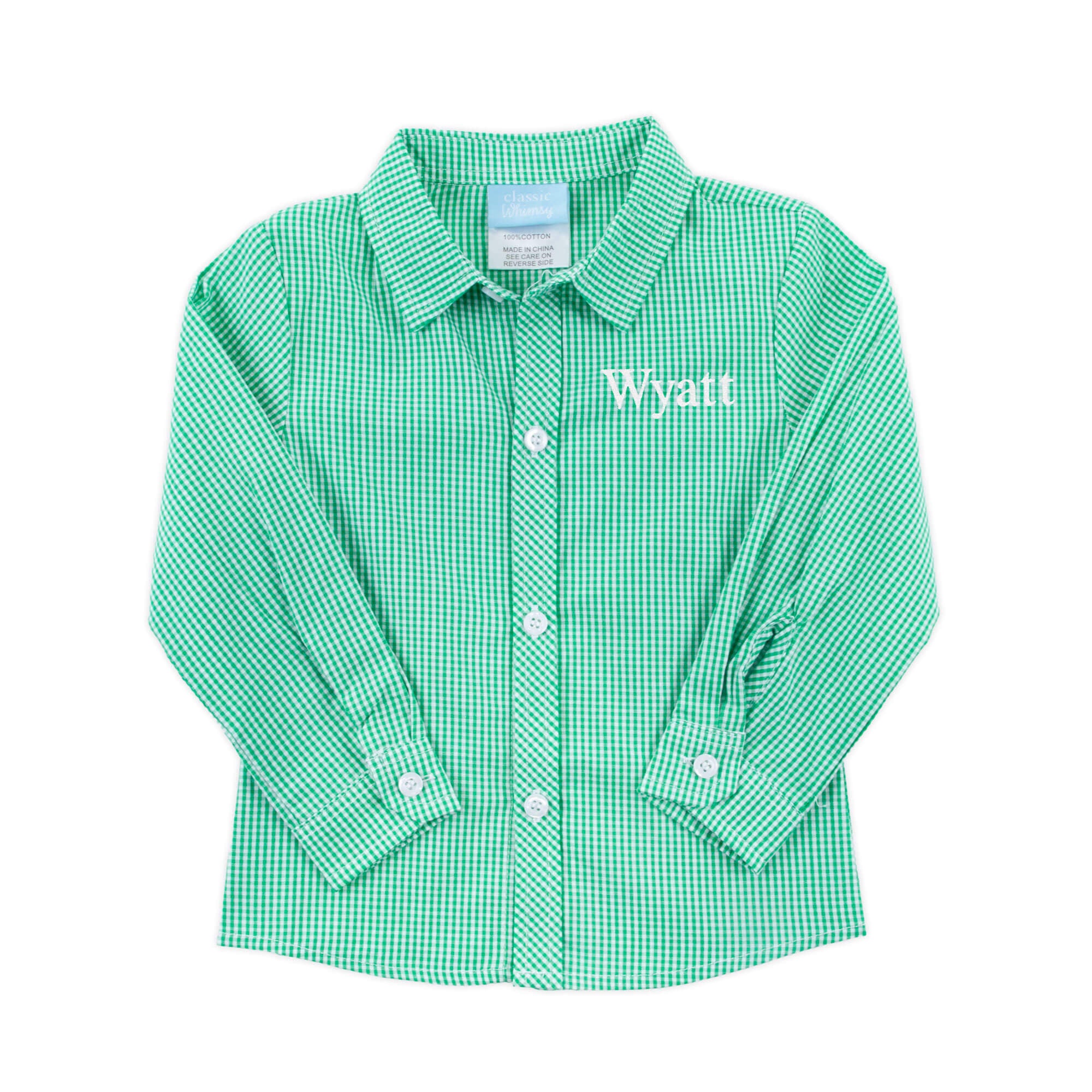 Green Gingham Button Down Shirt | Classic Boys Dress Shirt Classic Whimsy Green Gingham Button Down Shirt | Classic Boys Dress Shirt Classic Whimsy