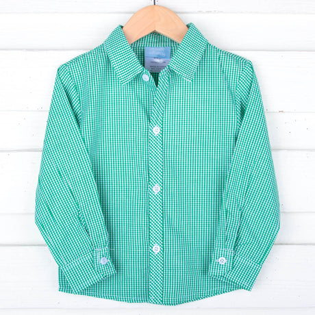 Green Gingham Button Down Shirt