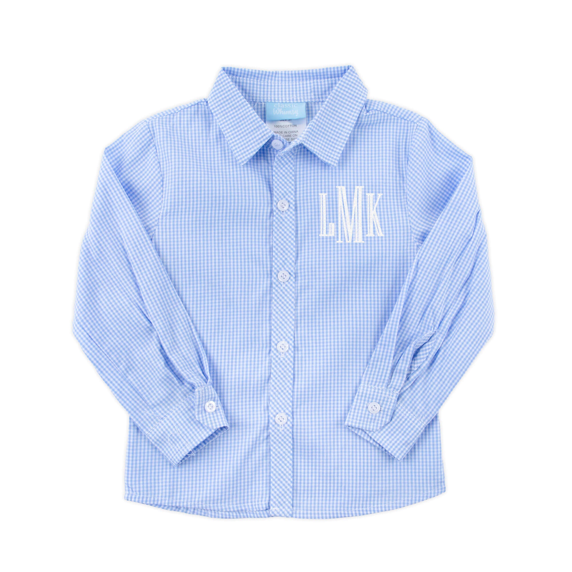 Light Blue Gingham Button Down Shirt | Classic Boys Dress Shirt  Classic  Whimsy