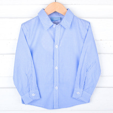 Light Blue Gingham Button Down Shirt