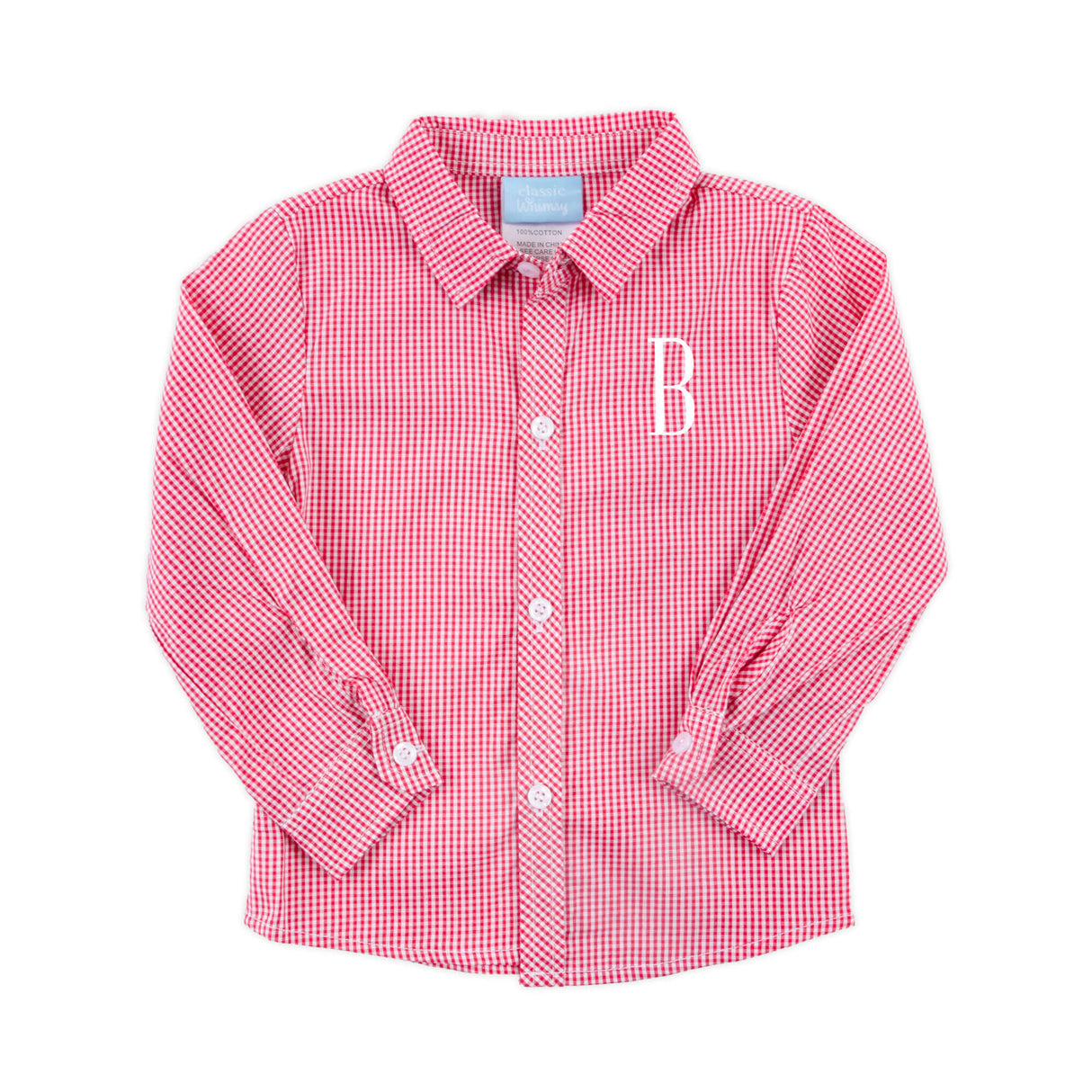 Gingham Button Down Shirt Red