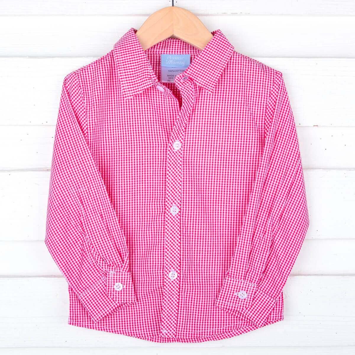 Red Gingham Button Down Shirt