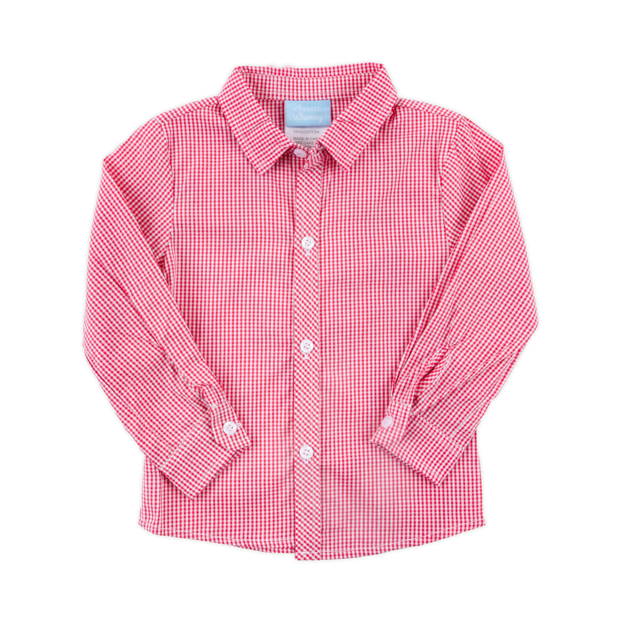 Gingham Button Down Shirt Red