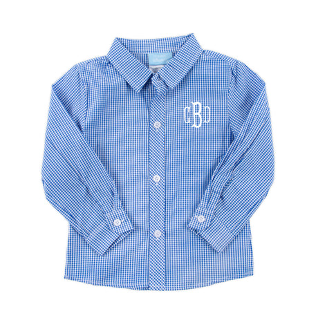 Gingham Button Down Shirt Royal Blue