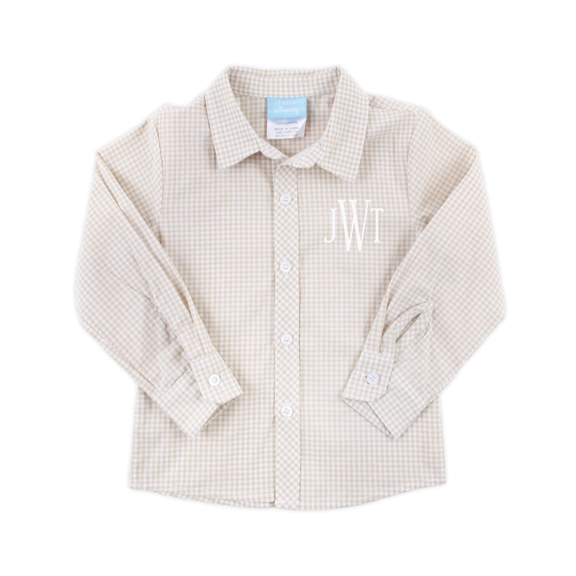 Gingham Button Down Shirt Tan by Classic Whimsy - Boys Shirts Gingham Button Down Shirt Tan by Classic Whimsy - Boys Shirts