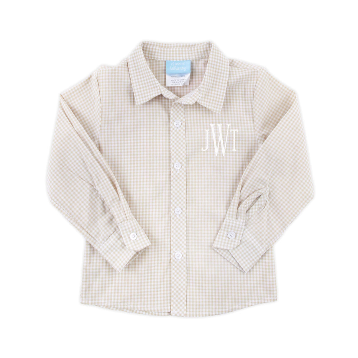 Gingham Button Down Shirt Tan