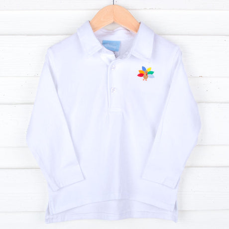 Turkey White Long Sleeve Polo