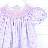 Pink & Purple Floral Geo Smocked Long Bubble