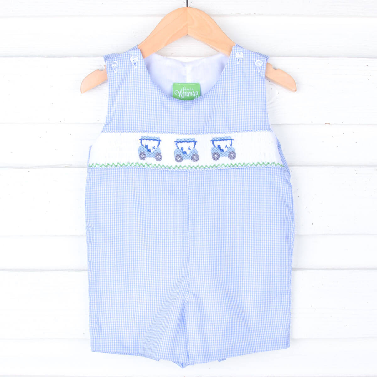 Golf Cart Smocked Blue Gingham Jon Jon