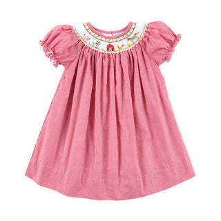 FARM SMOCKED RED GINGHAM BISHOP DRESS