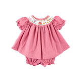 Farm Smocked Red Gingham Bloomer Set