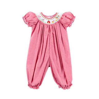 FARM SMOCKED RED GINGHAM LONG BUBBLE