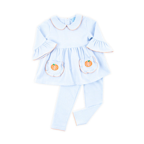 Pumpkin Light Blue Stripe Caroline Legging Set