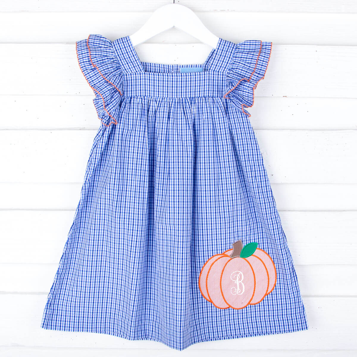 Pumpkin Cutie Royal Blue Gingham Poppy Dress – Classic Whimsy