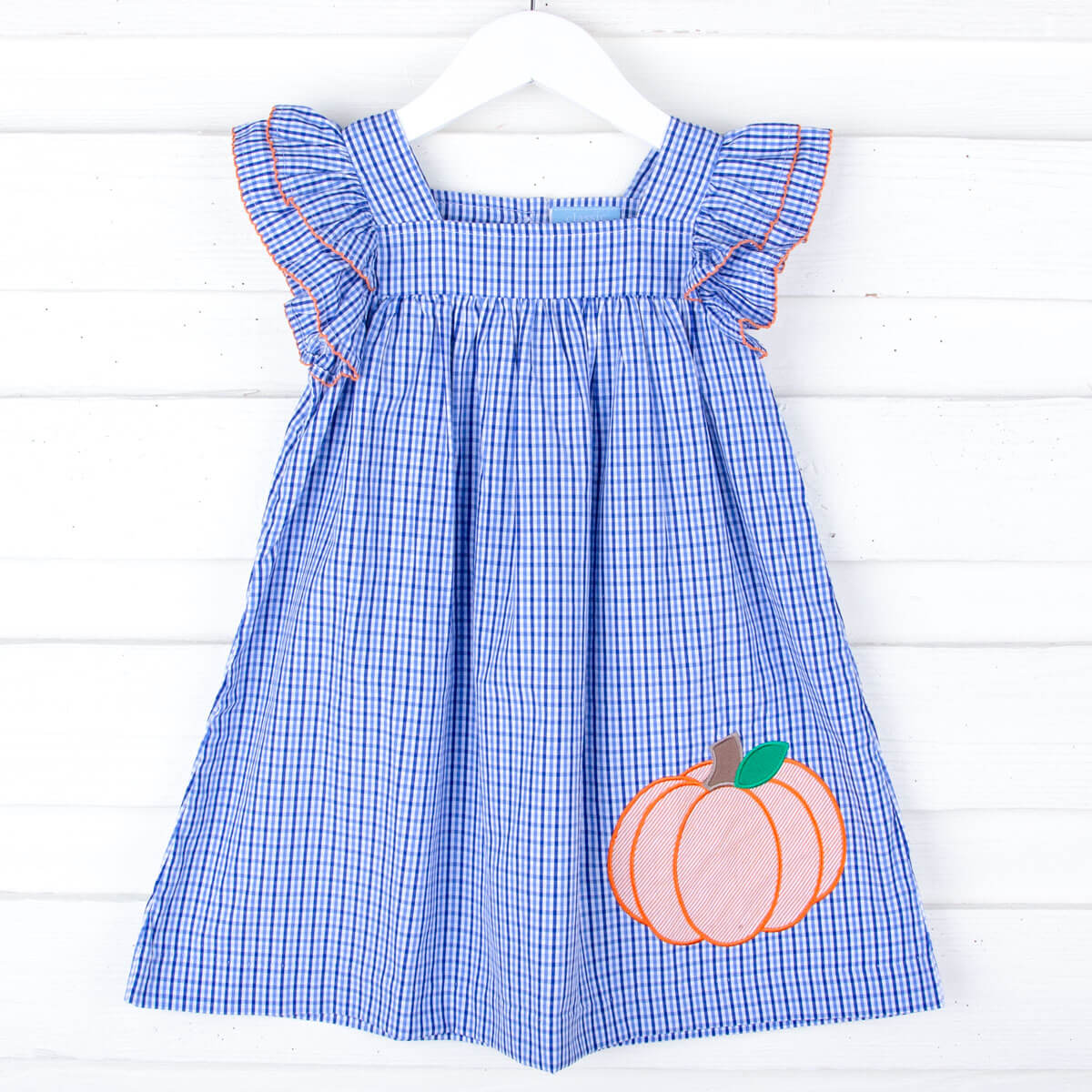 ● RONRON ● PUMPKIN MINI DRESS BLUE CHECK Pumpkin Cutie Royal Blue Gingham Poppy Short Set – Classic